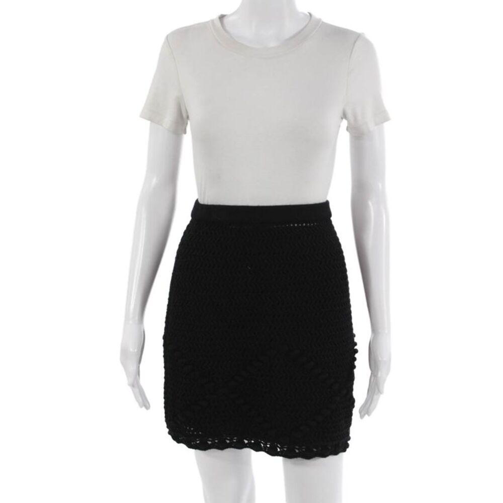 Paola Zuin Women Mini Straight Pencil Silk Black Skirt Size S